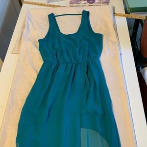 Beautiful green summer dress sleeveless split up the side